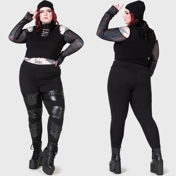 Killstar Pants - NWT KILLSTAR Night Demon Black Faux Leather Leggings